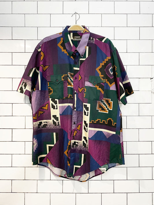 vintage outlaw western wear southwestern full button shirt