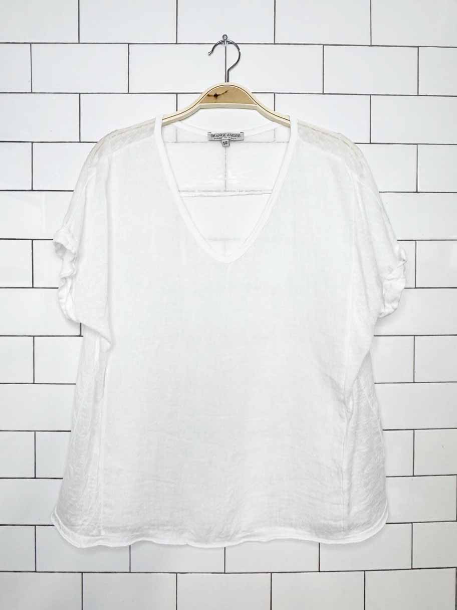 orange amore 100% linen knit combo oversized tee | made in Italy