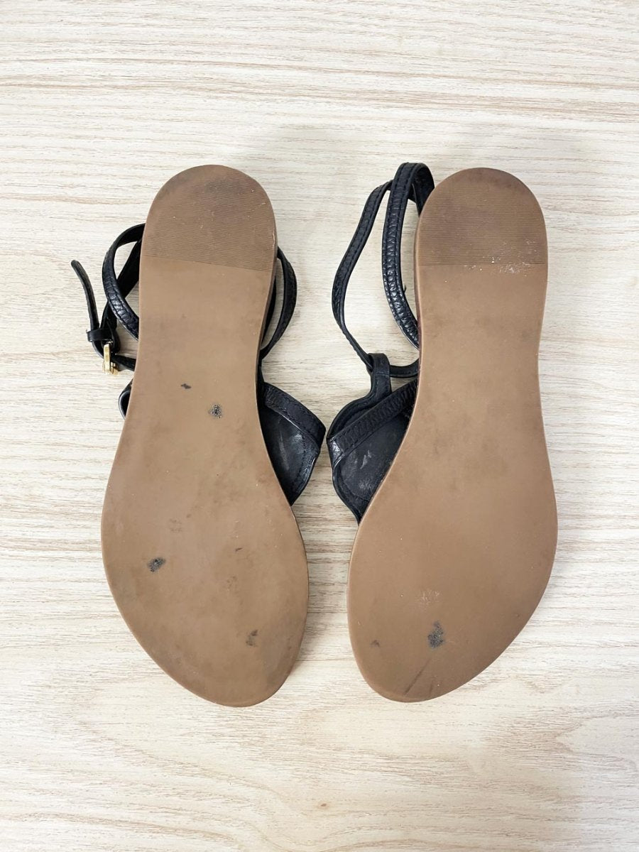 tory burch leticia leather logo thong sandal - good market thrift store