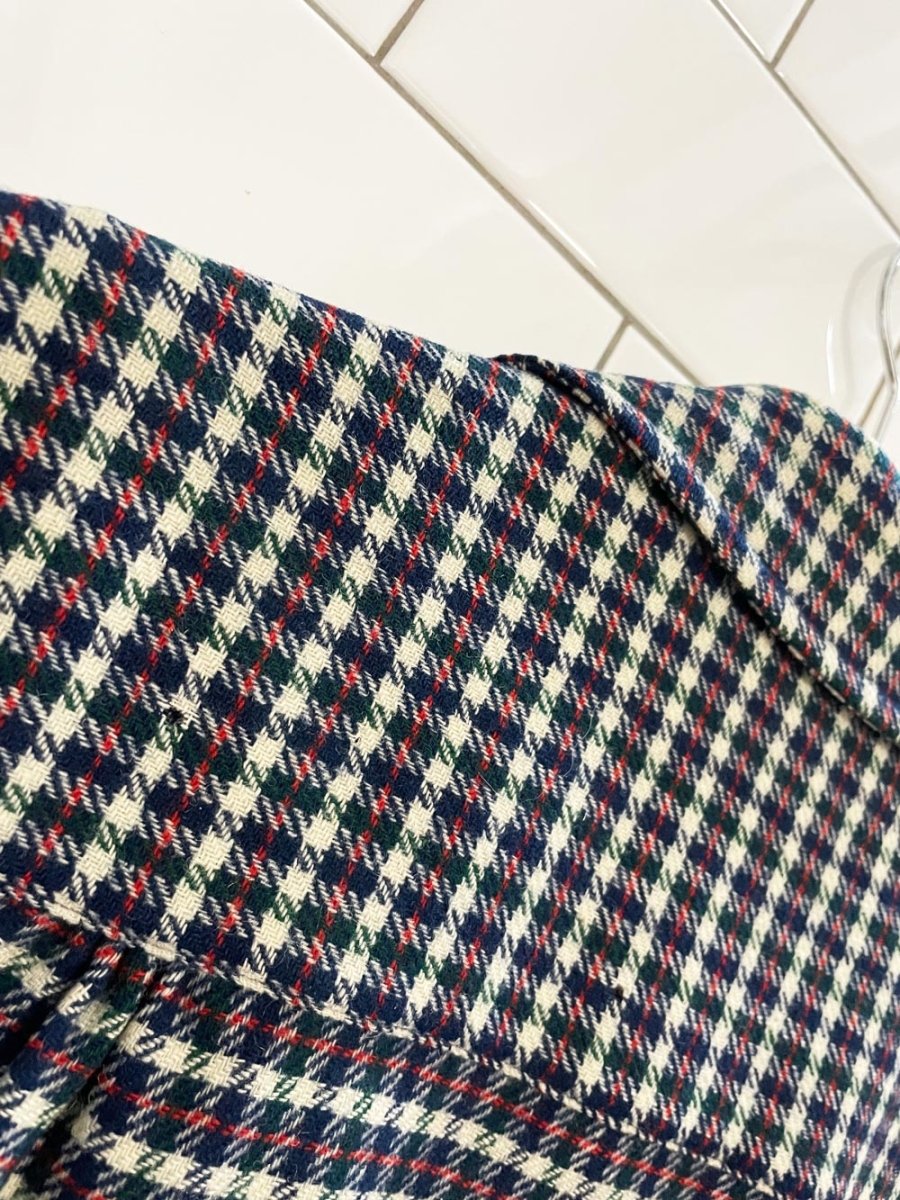 vintage 70s pendleton 100% wool pleated shoulder plaid shirt jacket - good market thrift store