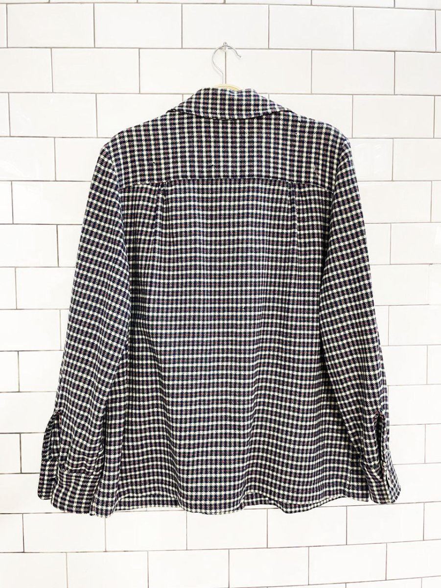 vintage 70s pendleton 100% wool pleated shoulder plaid shirt jacket - good market thrift store