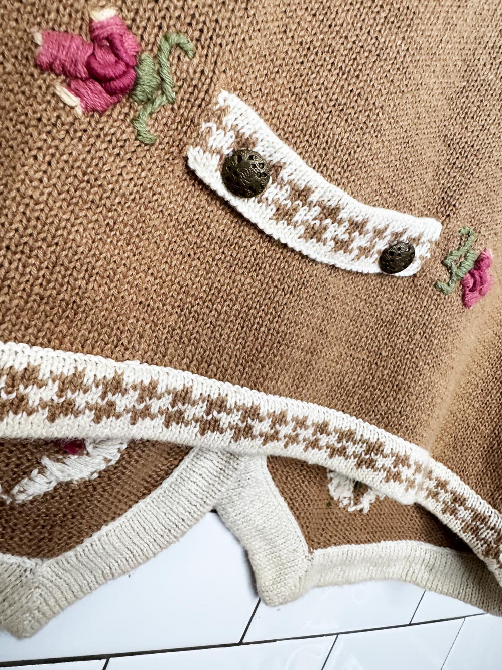 vintage 90s northern isles ramie-blend hand-embroidered knit vest | portraits