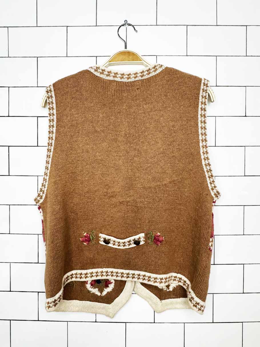 vintage 90s northern isles ramie-blend hand-embroidered knit vest | portraits
