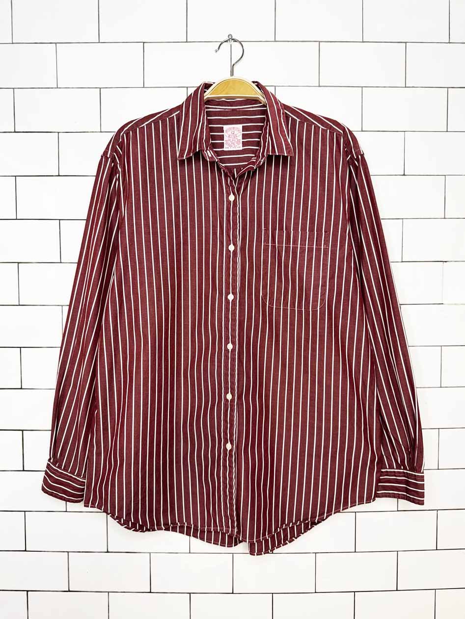 vintage 80s brooks brothers red stripe full button shirt