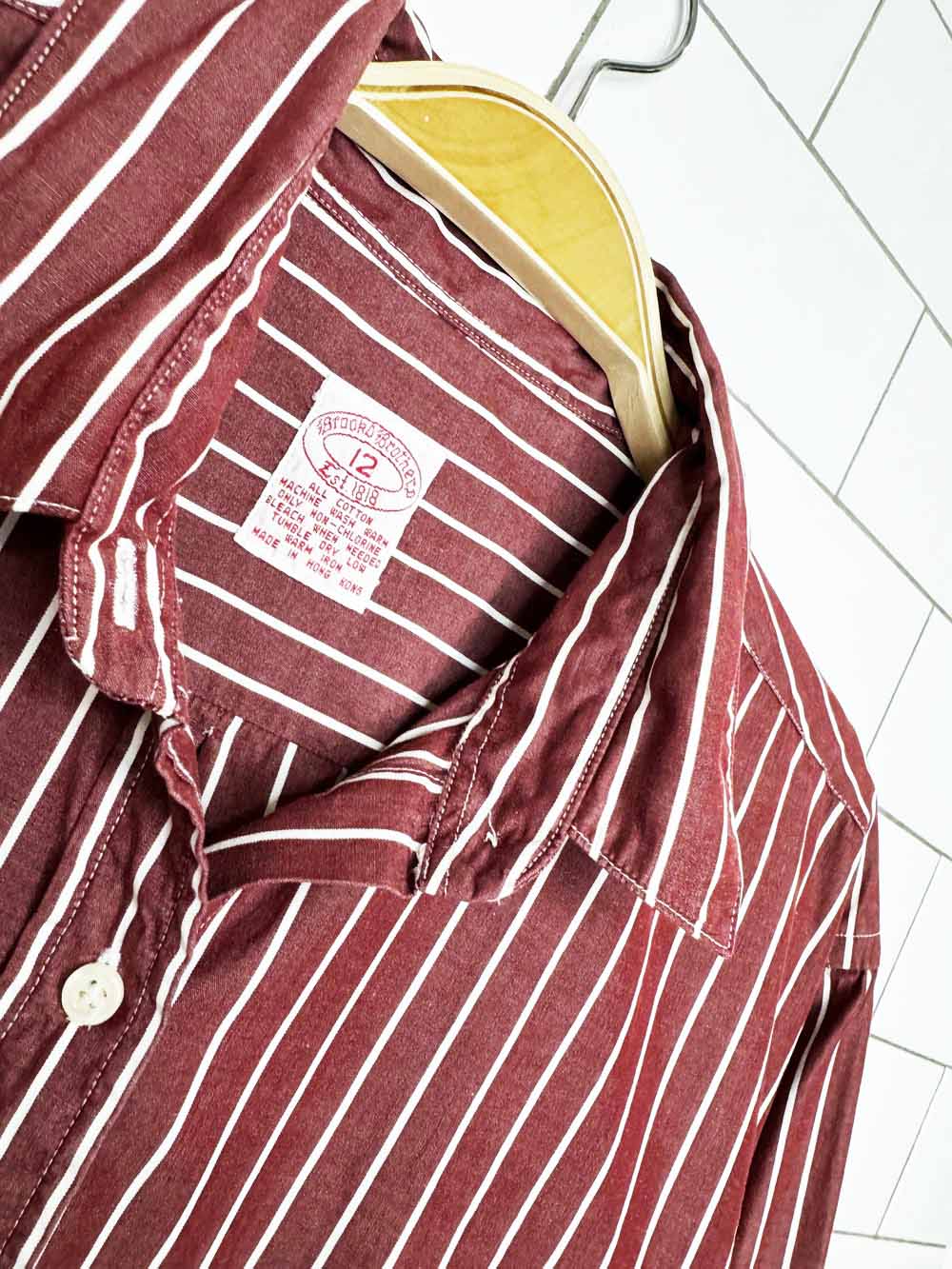 vintage 80s brooks brothers red stripe full button shirt