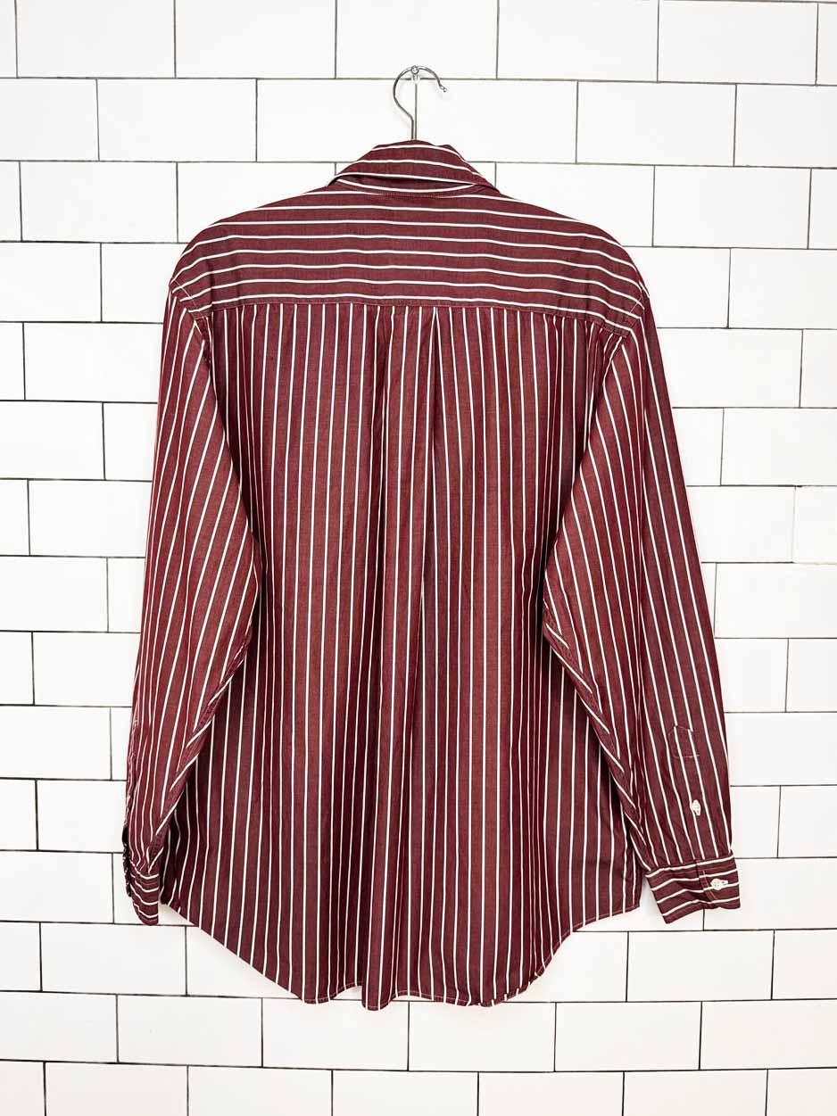 vintage 80s brooks brothers red stripe full button shirt