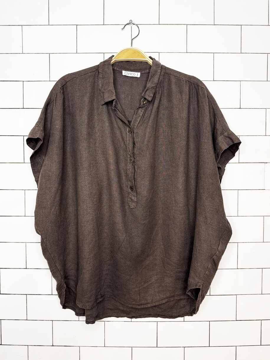 civico 1 100% linen oversized boxy shirt | made in Italy