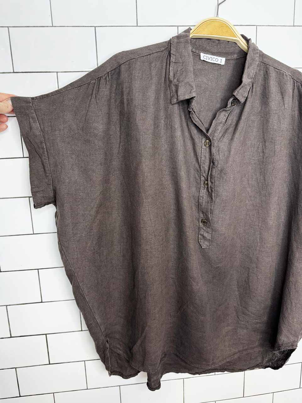 civico 1 100% linen oversized boxy shirt | made in Italy
