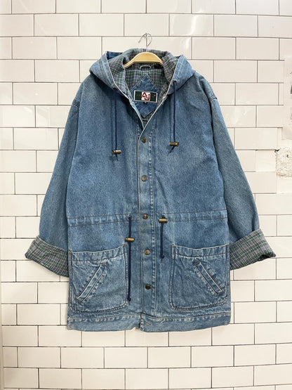 vintage 90s andy johns hooded denim jacket - good market thrift store