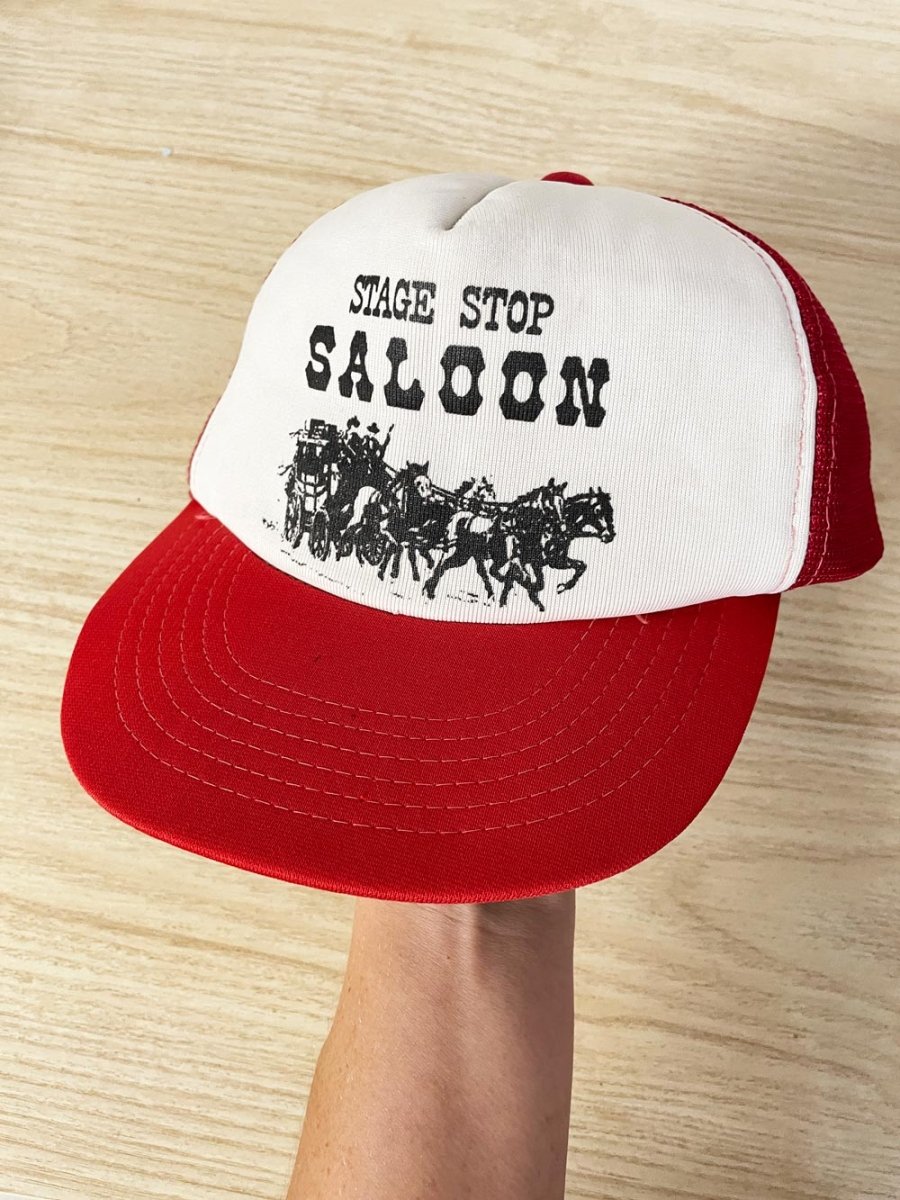 vintage 80s stage stop saloon western snap back trucker hat - good market thrift store