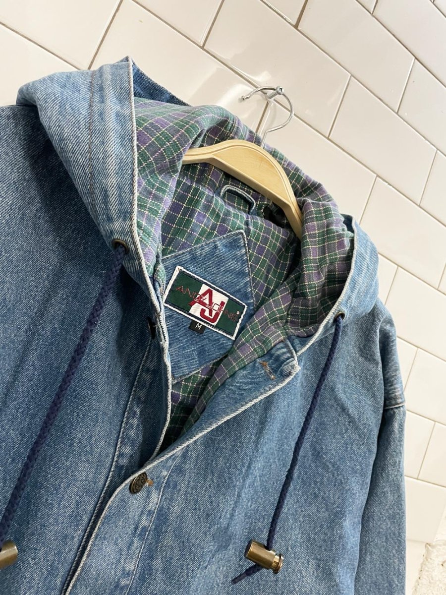 vintage 90s andy johns hooded denim jacket - good market thrift store