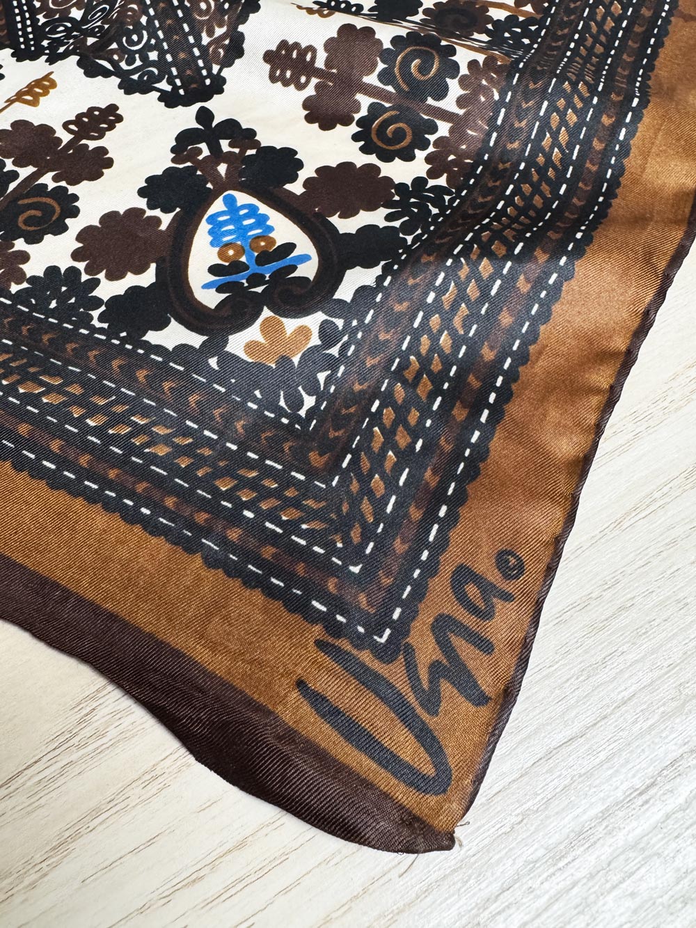 vintage vera satin poly square scarf | hand-rolled edge