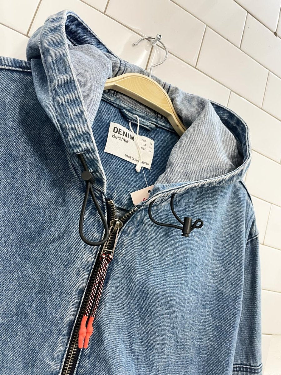 bershka oversized hooded denim jacket - good market thrift store