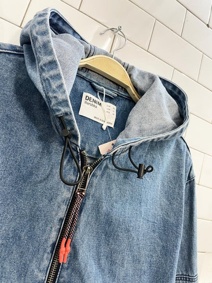 bershka oversized hooded denim jacket - good market thrift store