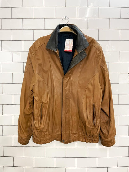 vintage brushed leather bomber jacket - good market thrift store