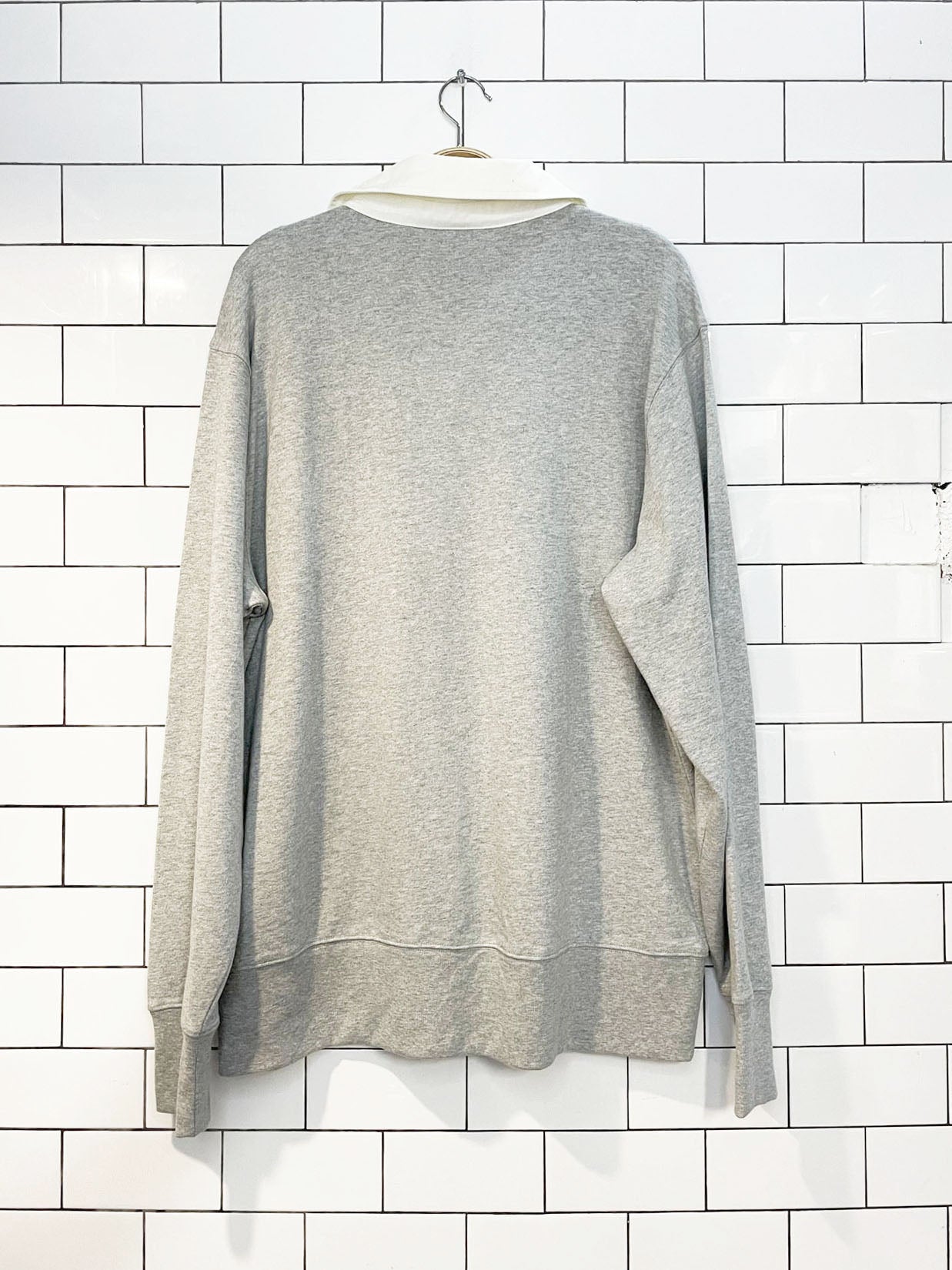vintage 00s champion oversized rugby kangaroo pocket long sleeve shirt