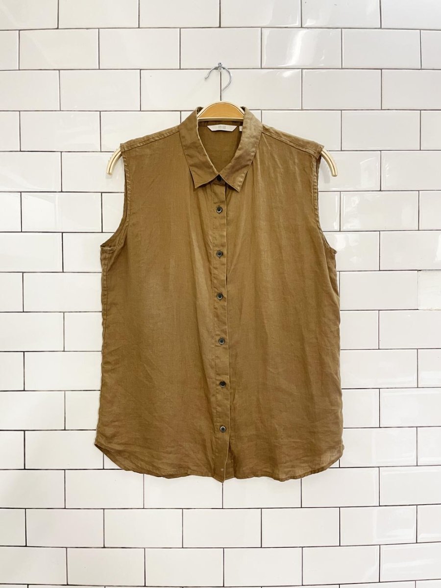 uniqlo 100% linen sleeveless shirt - good market thrift store