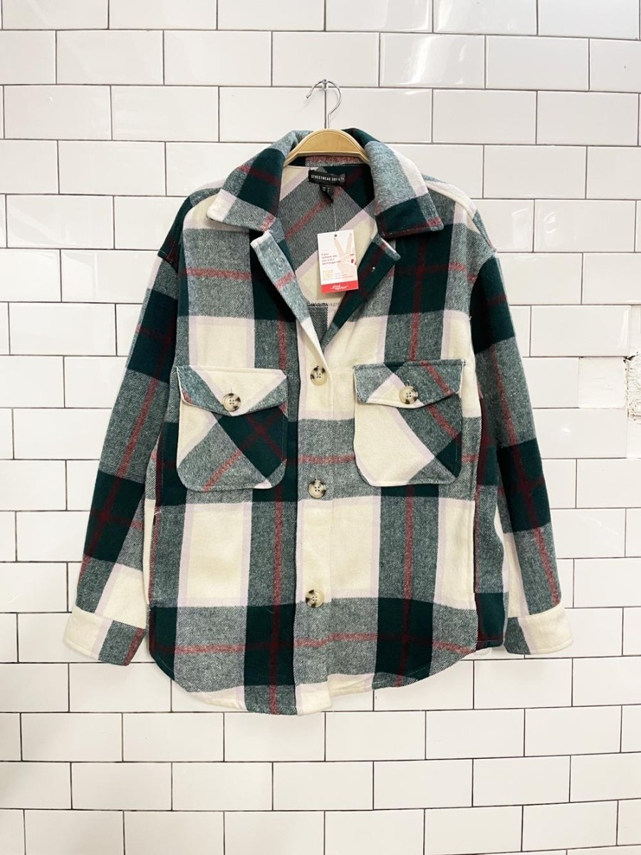 streetwear plaid flannel shirt jacket - good market thrift store