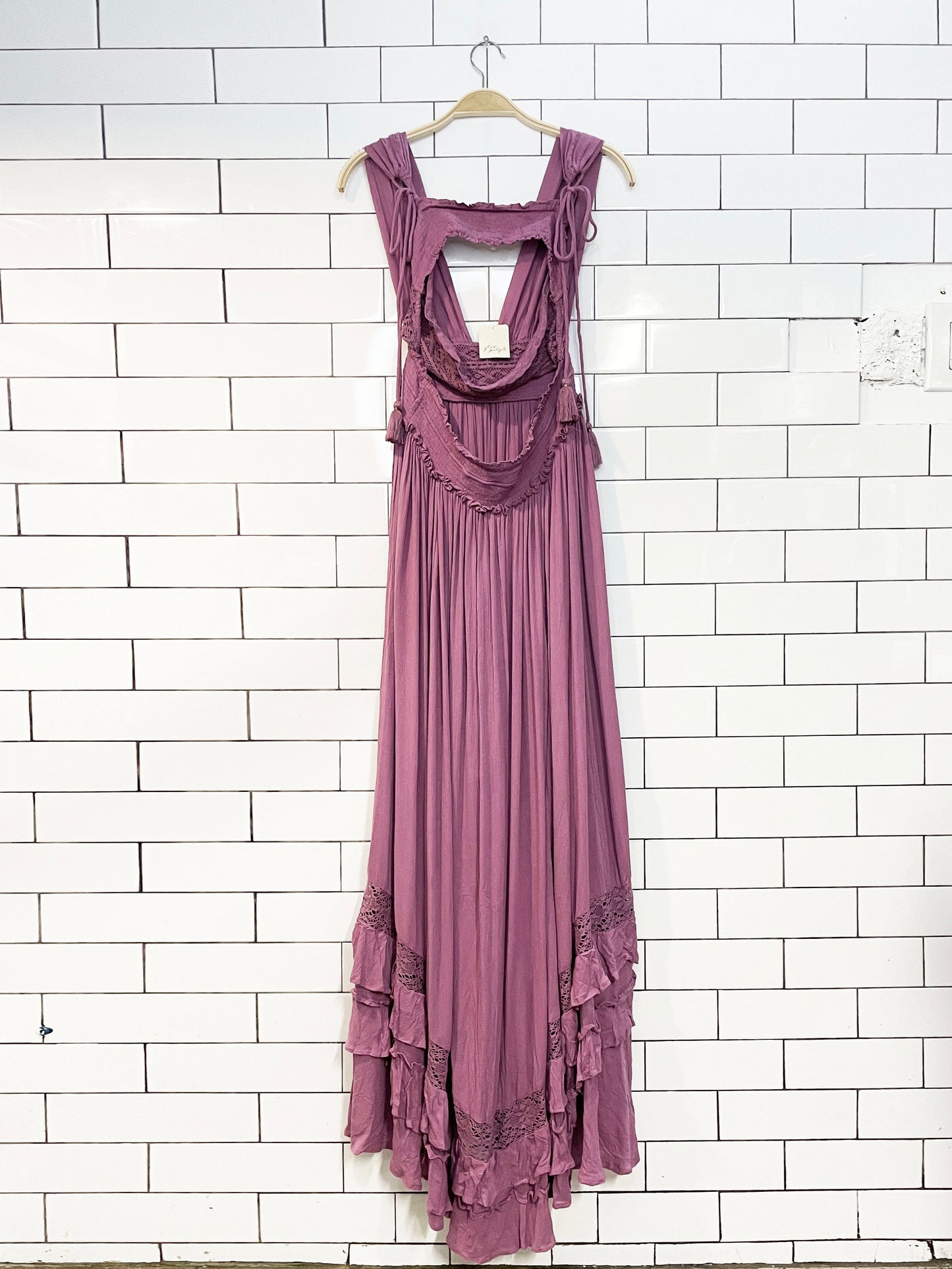 nwt free people santa maria tiered ruffle maxi dress