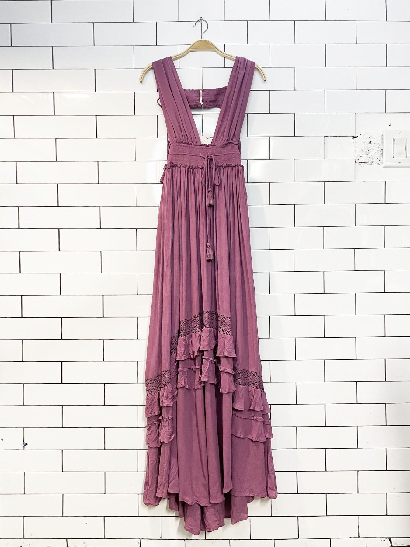 nwt free people santa maria tiered ruffle maxi dress