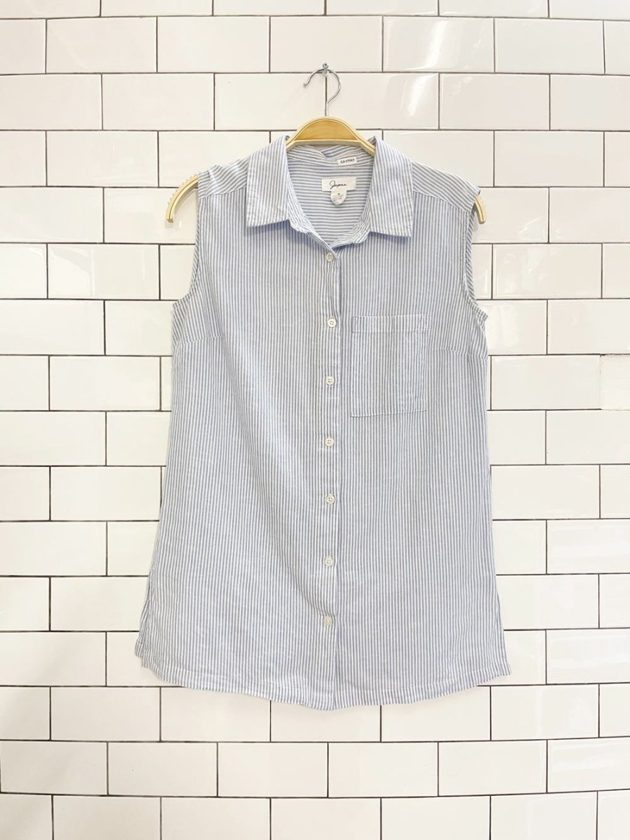 japna blue stripe sleeveless shirt - good market thrift store