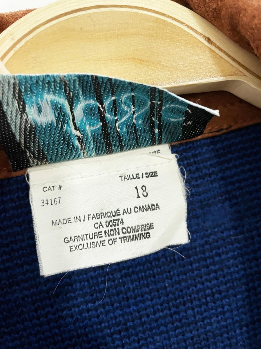 vintage jessie wool - blend suede trim southwestern knit jacket - good market thrift store