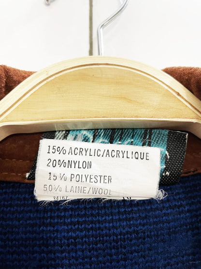 vintage jessie wool - blend suede trim southwestern knit jacket - good market thrift store