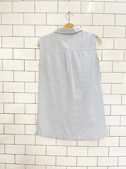 japna blue stripe sleeveless shirt - good market thrift store