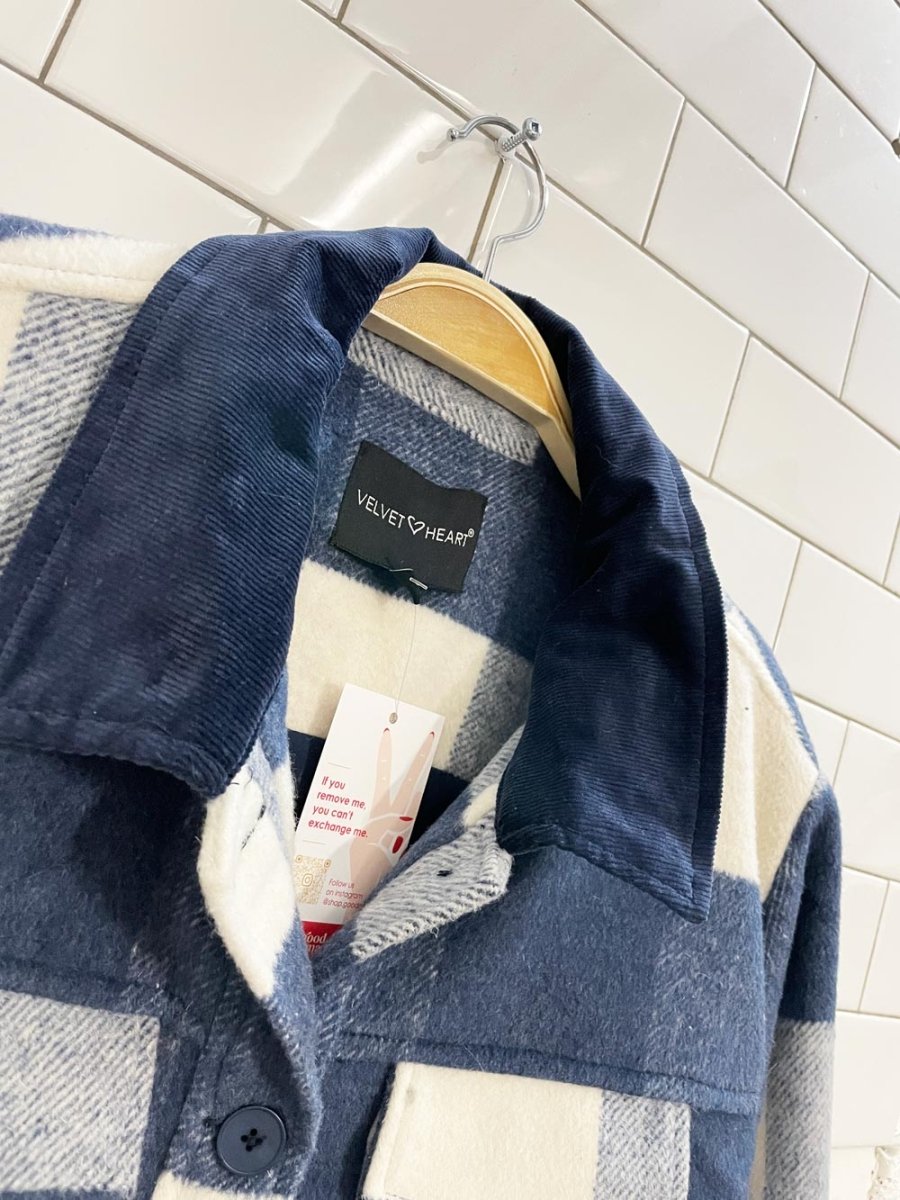 velvet heart plaid cord trim shirt jacket - good market thrift store