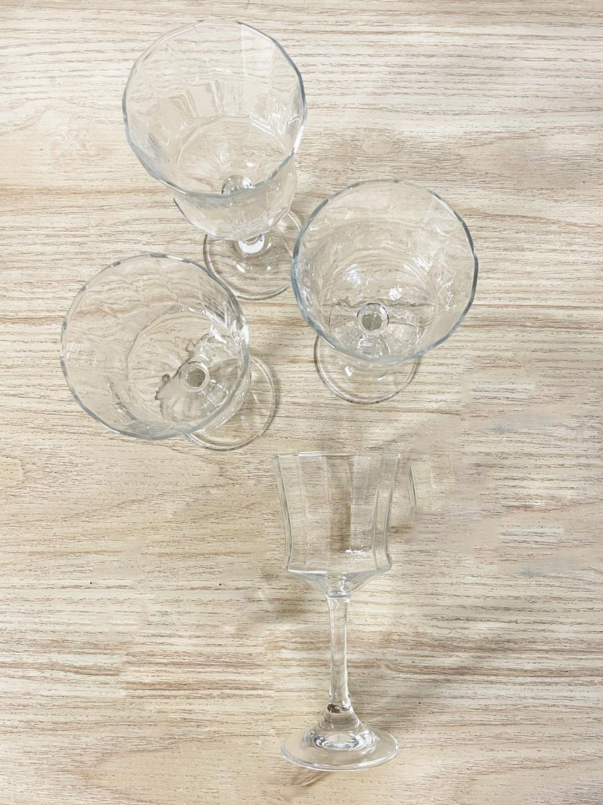 x4 vintage fluted glass tulip wine glasses - good market thrift store