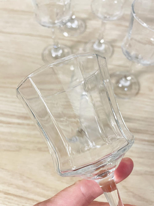 x4 vintage fluted glass tulip wine glasses - good market thrift store