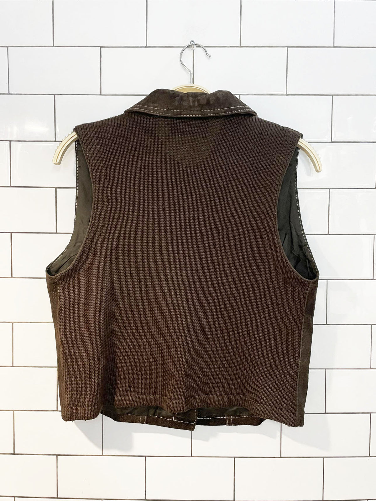 vintage zebra suede contrast stitch knit back vest top | made in canada