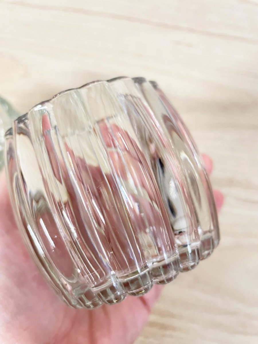 vintage ribbed depression glass sugar + creamer set - good market thrift store