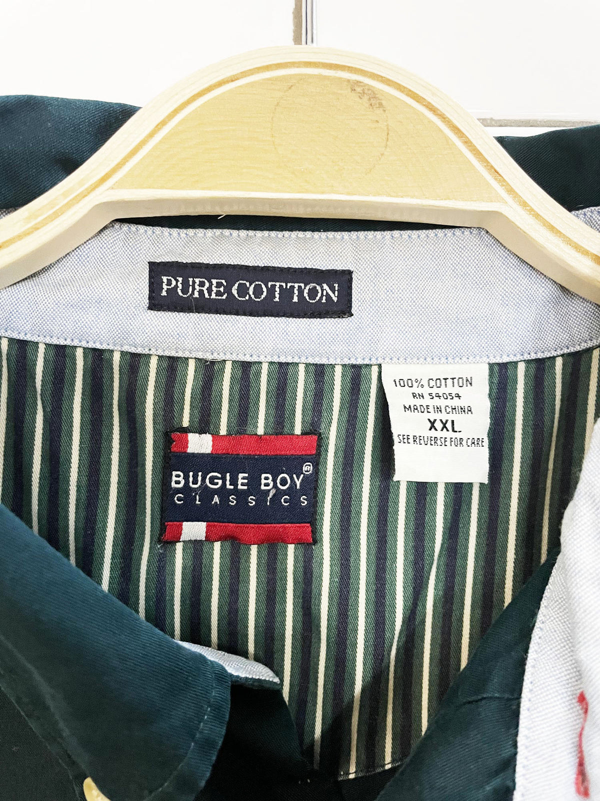 vintage 90s bugle boy crest pocket full button shirt