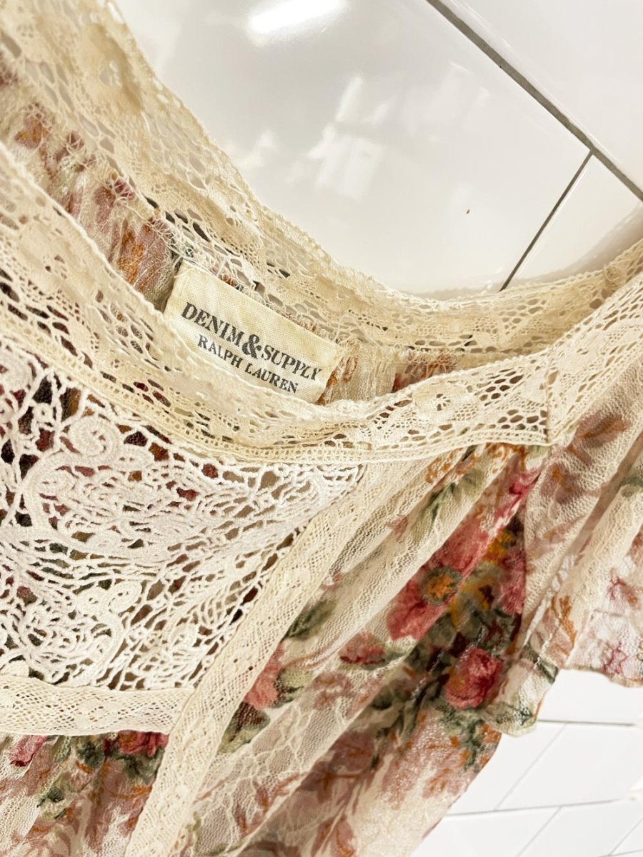 denim & supply RL boho floral mesh lace top | ralph lauren - good market thrift store