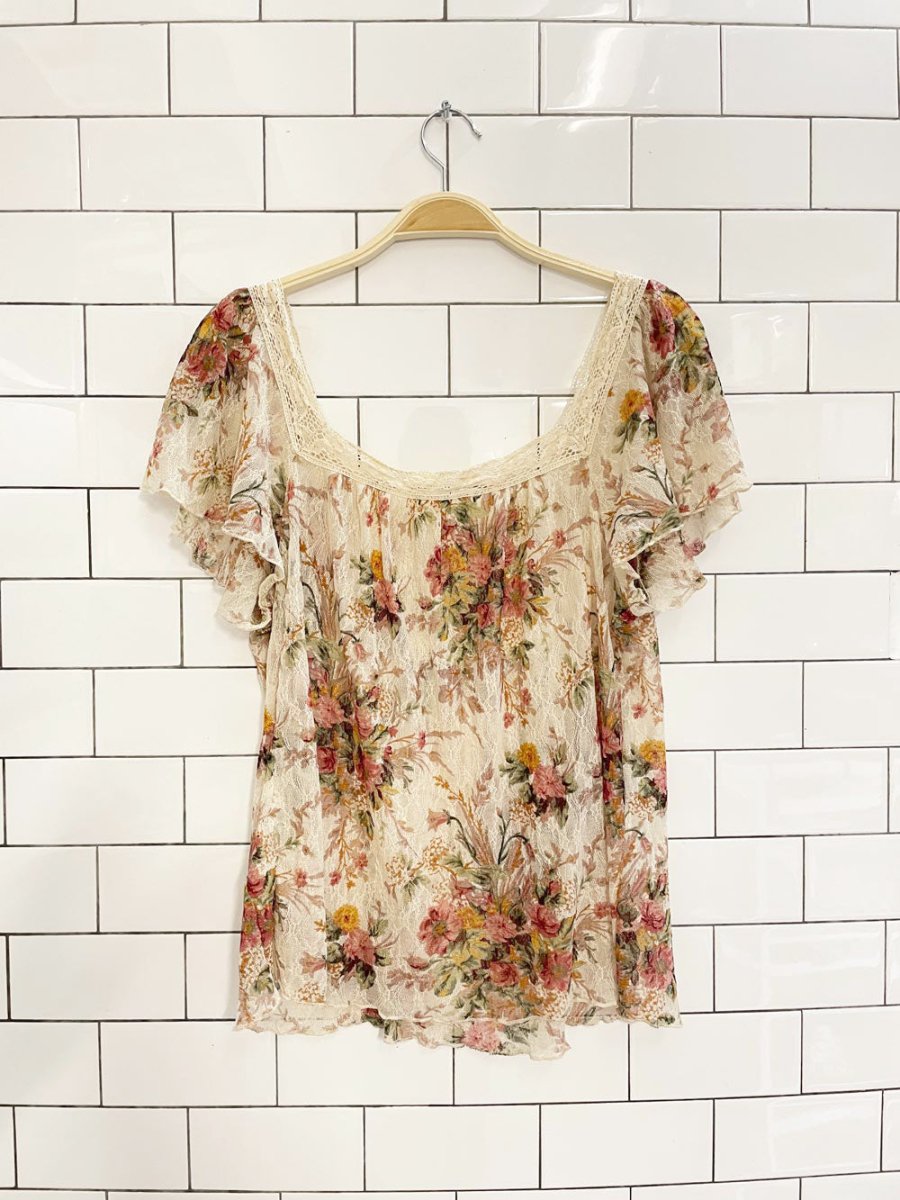 denim & supply RL boho floral mesh lace top | ralph lauren - good market thrift store