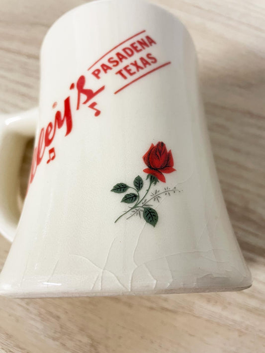 vintage 80s gilly's night club pasadena texas rose mug - good market thrift store