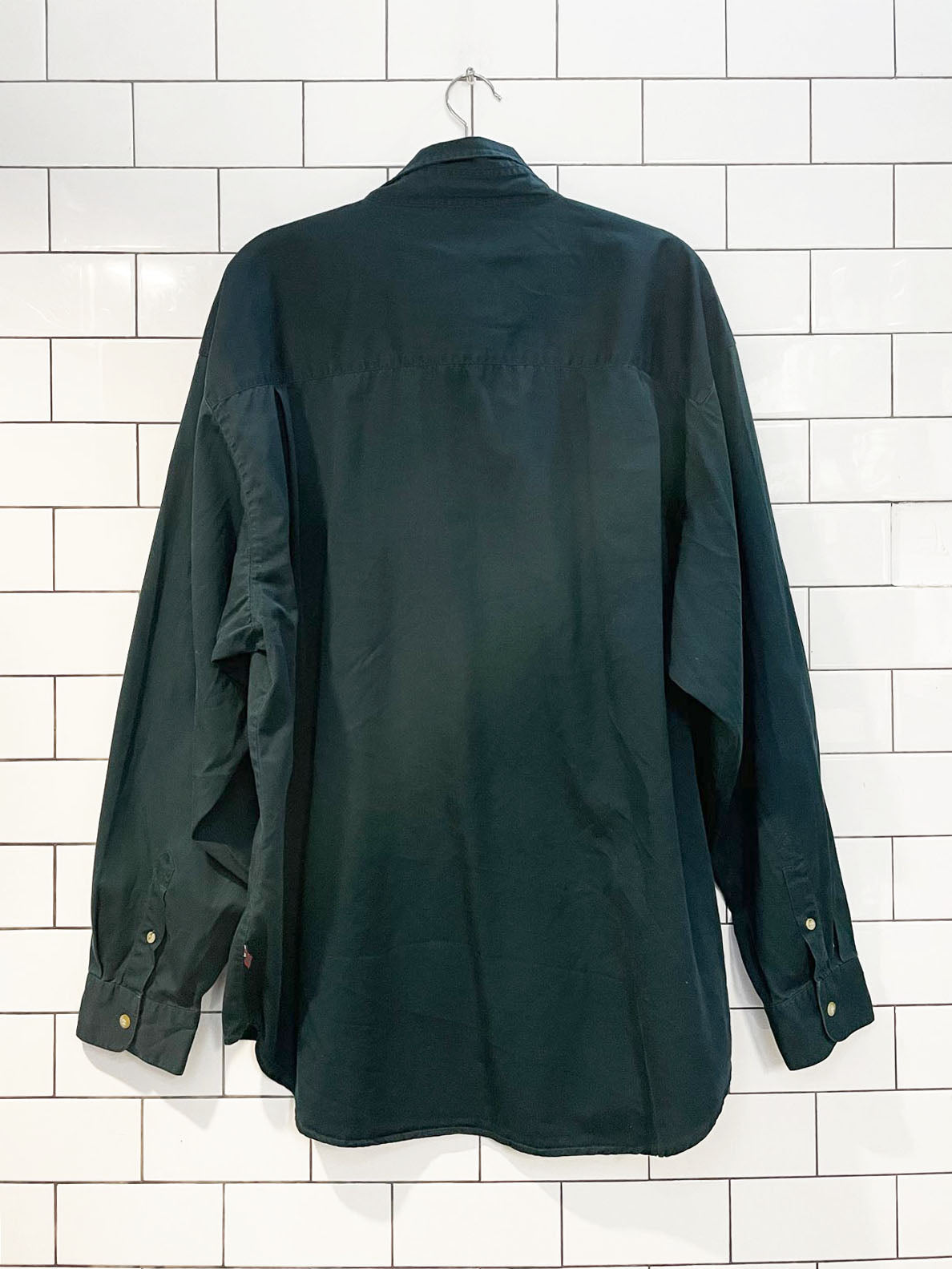 vintage 90s bugle boy crest pocket full button shirt