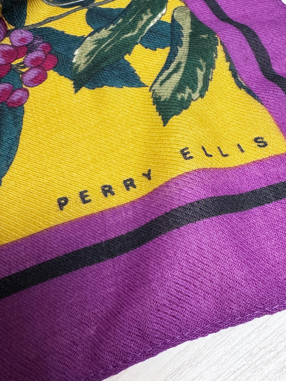 vintage perry ellis wool bird in nature square woven scarf
