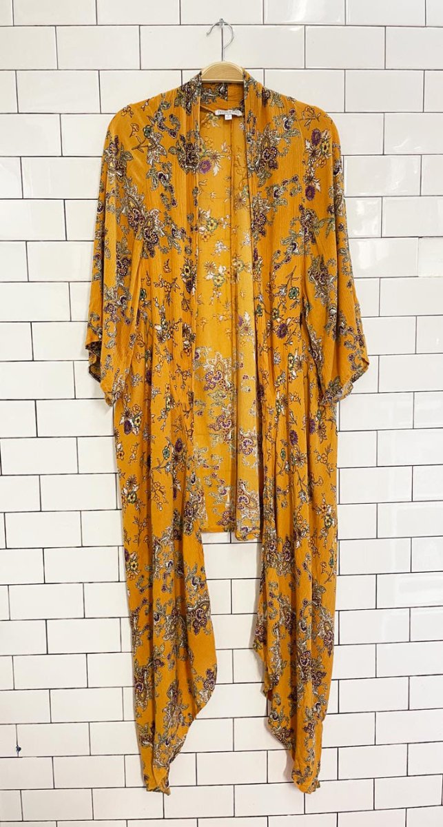patrons of peace drape front floral kimono - good market thrift store