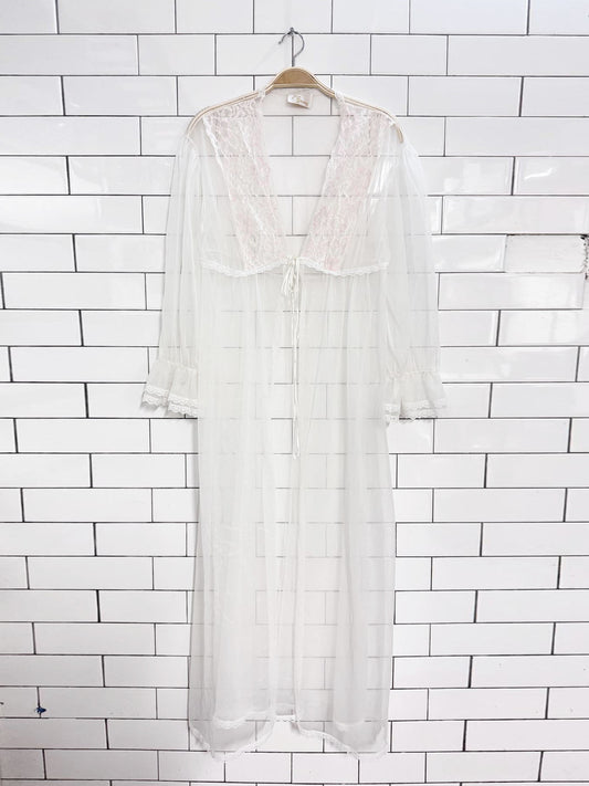 vintage ilise stevens lace trim chiffon robe