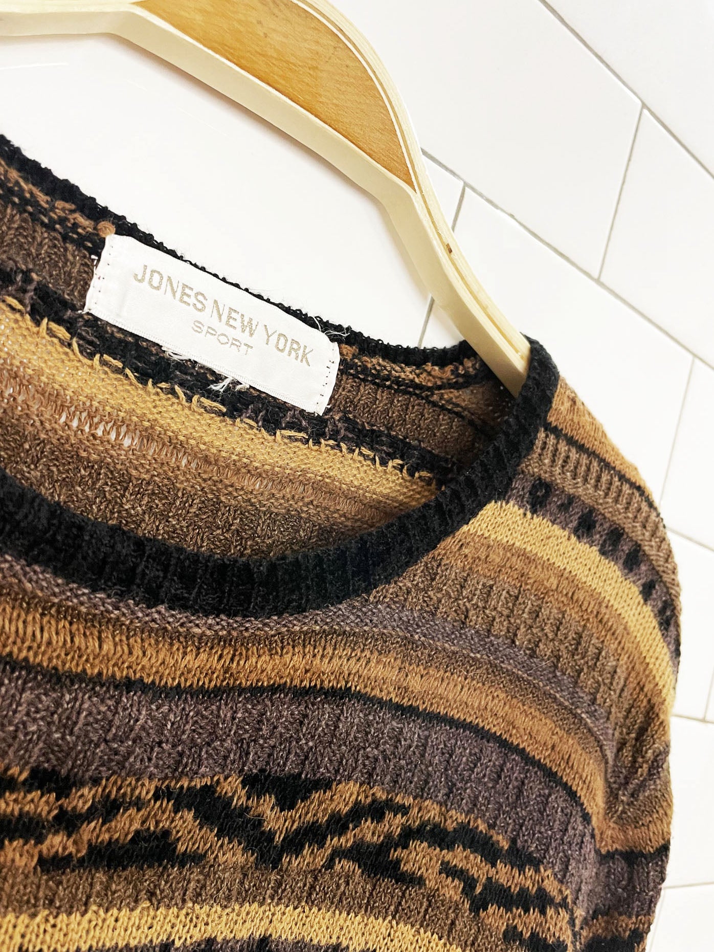 vintage jones new york stripe boxy knit pullover