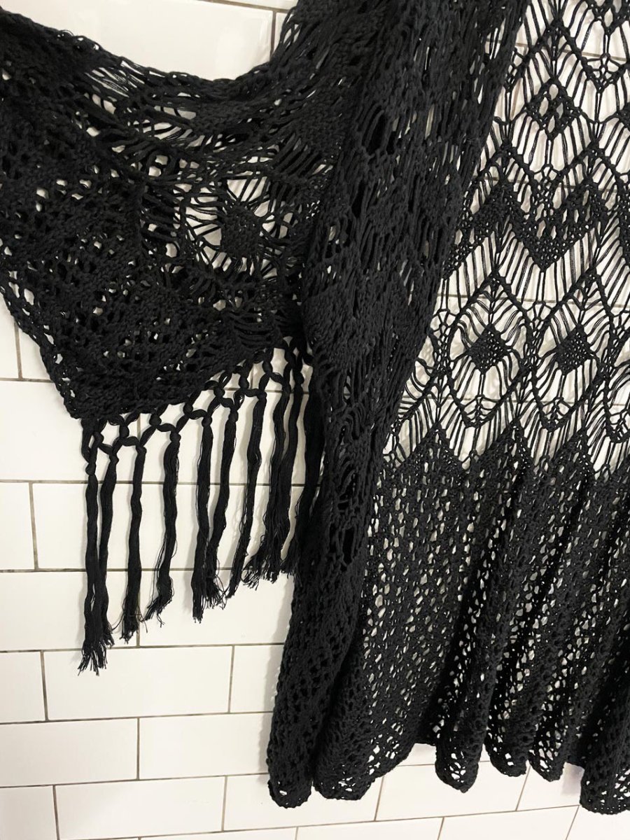 blu pepper vintage crochet fringe cardigan - good market thrift store