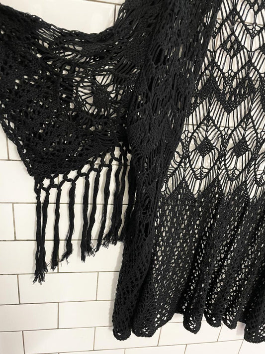 blu pepper vintage crochet fringe cardigan - good market thrift store