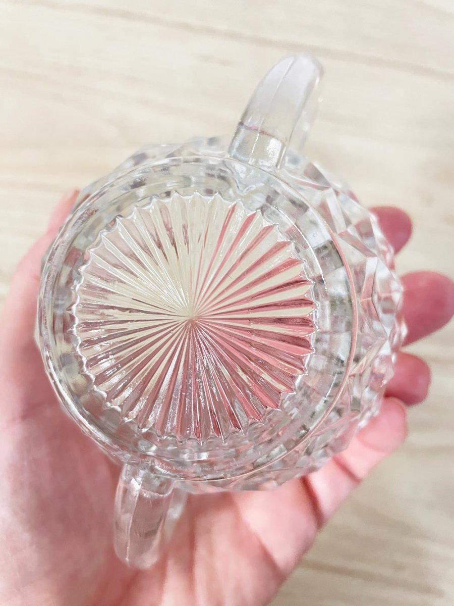 x2 vintage geo depression glass creamer + sugar bowl set - good market thrift store