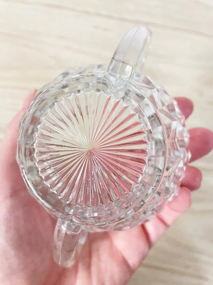 x2 vintage geo depression glass creamer + sugar bowl set - good market thrift store