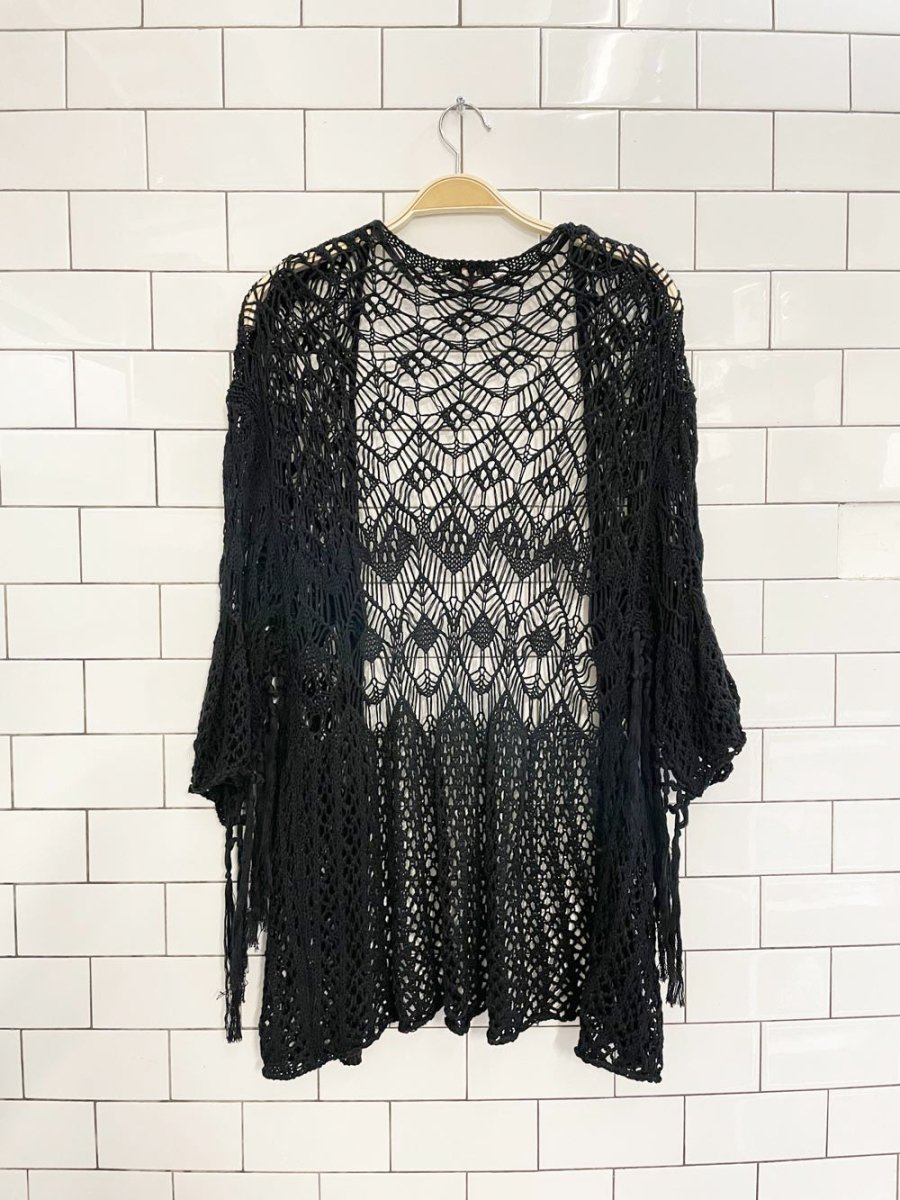 blu pepper vintage crochet fringe cardigan - good market thrift store