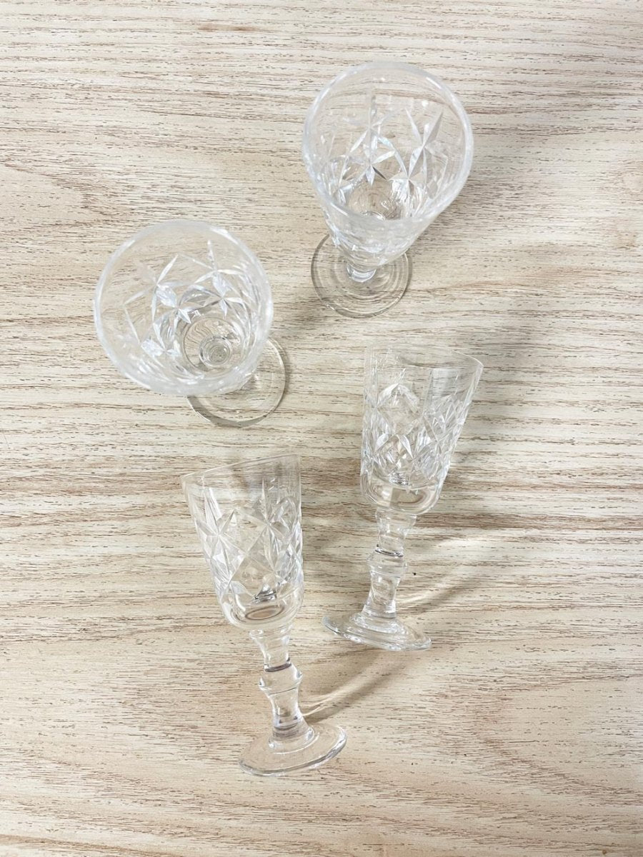 x4 vintage crystal shot glasses - good market thrift store