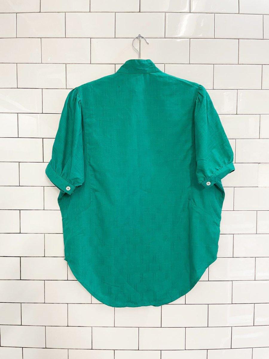 vintage 80s kampik green pocket square shirt - good market thrift store