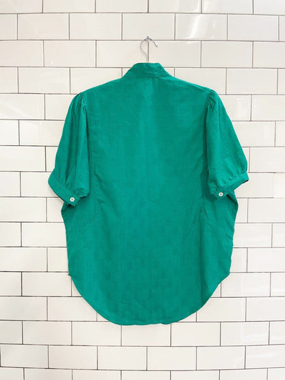 vintage 80s kampik green pocket square shirt - good market thrift store